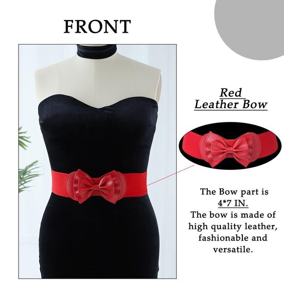 Womens Stretchy Belt Wide Elastic Belts Bow Waist Belt Plus Size For 8174 - Picture 3 of 7